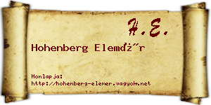 Hohenberg Elemér névjegykártya