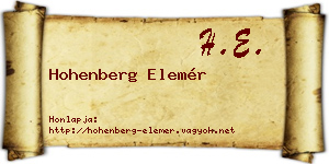 Hohenberg Elemér névjegykártya